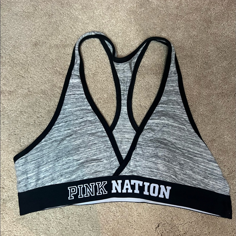 Pink Victoria’s Secret sports bra